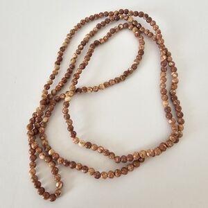 Jasper Bead Crystal Long necklace Smaller Beads Terracotta Color
